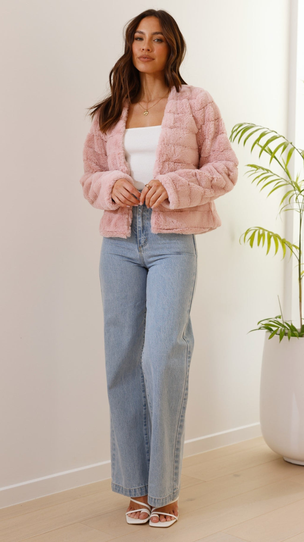 | Teddy crop jacket, line pattern