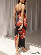 Unforgettable Abstract Floral Charming Print Maxi Dress