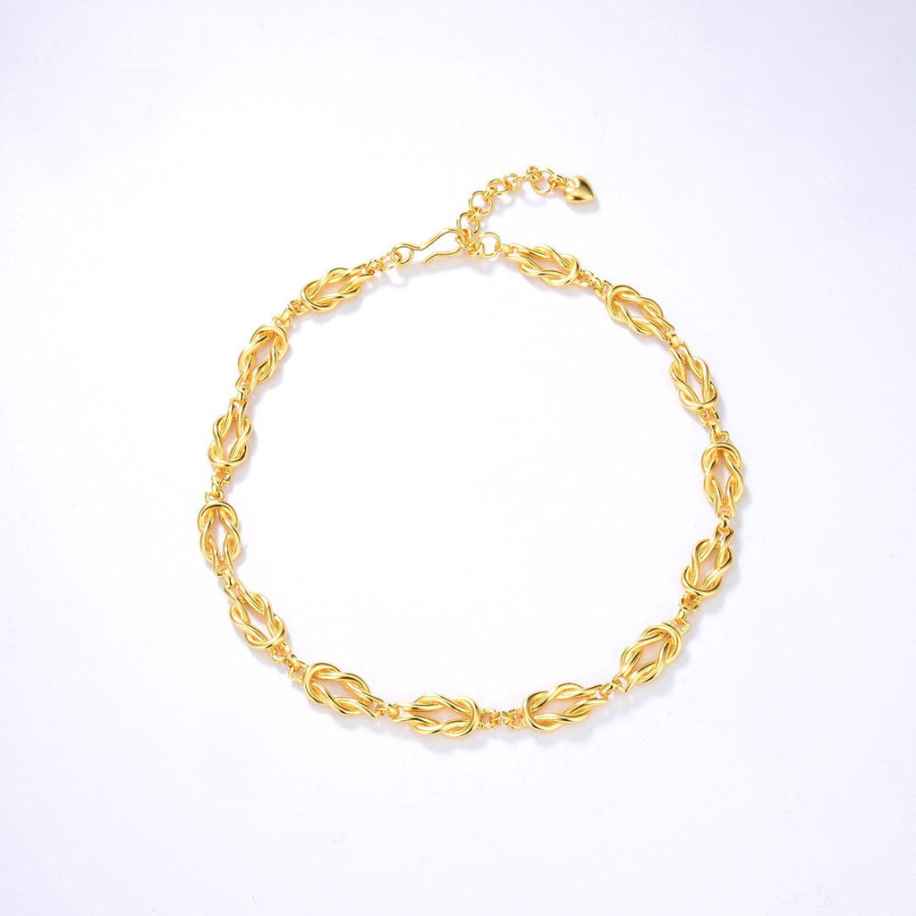 Braided Gold Tone Chain Link Choker Necklace