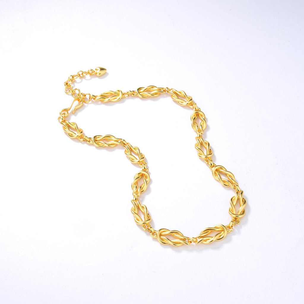 Braided Gold Tone Chain Link Choker Necklace