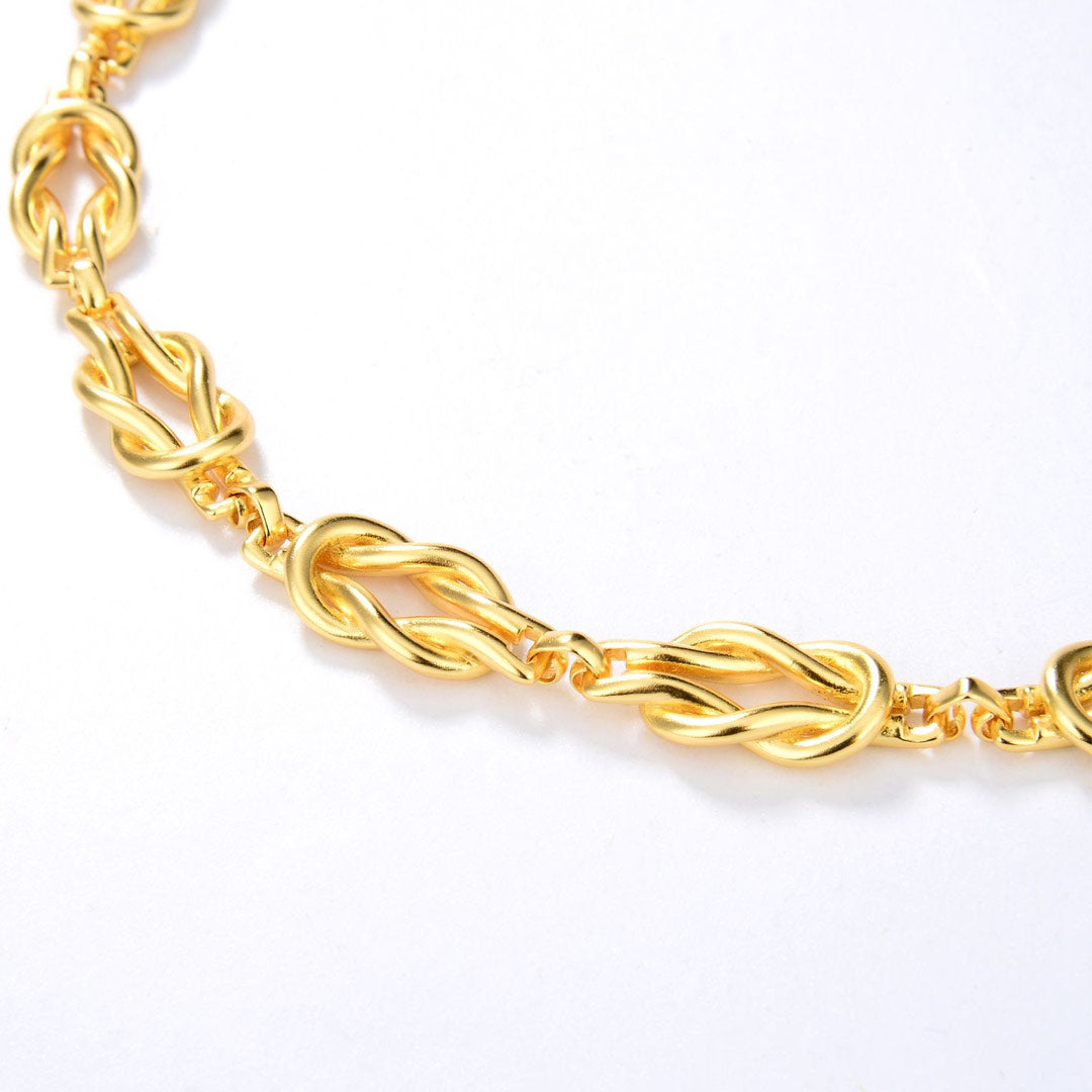 Braided Gold Tone Chain Link Choker Necklace