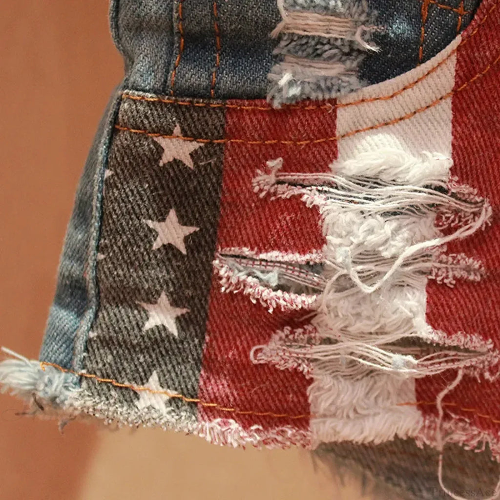 USA Flag Printed Pole Dance Short