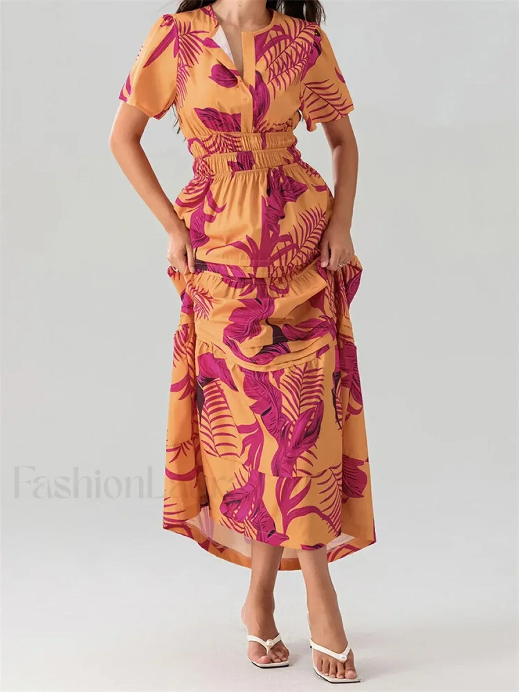 V-Neck Flare Sleeve Pocket Maxi Dress