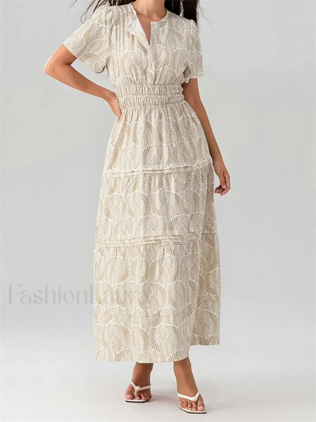 V-Neck Flare Sleeve Pocket Maxi Dress