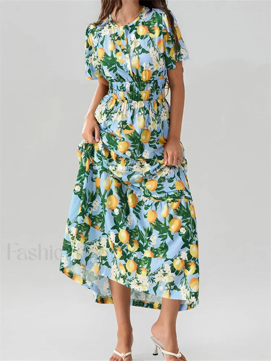 V-Neck Flare Sleeve Pocket Maxi Dress