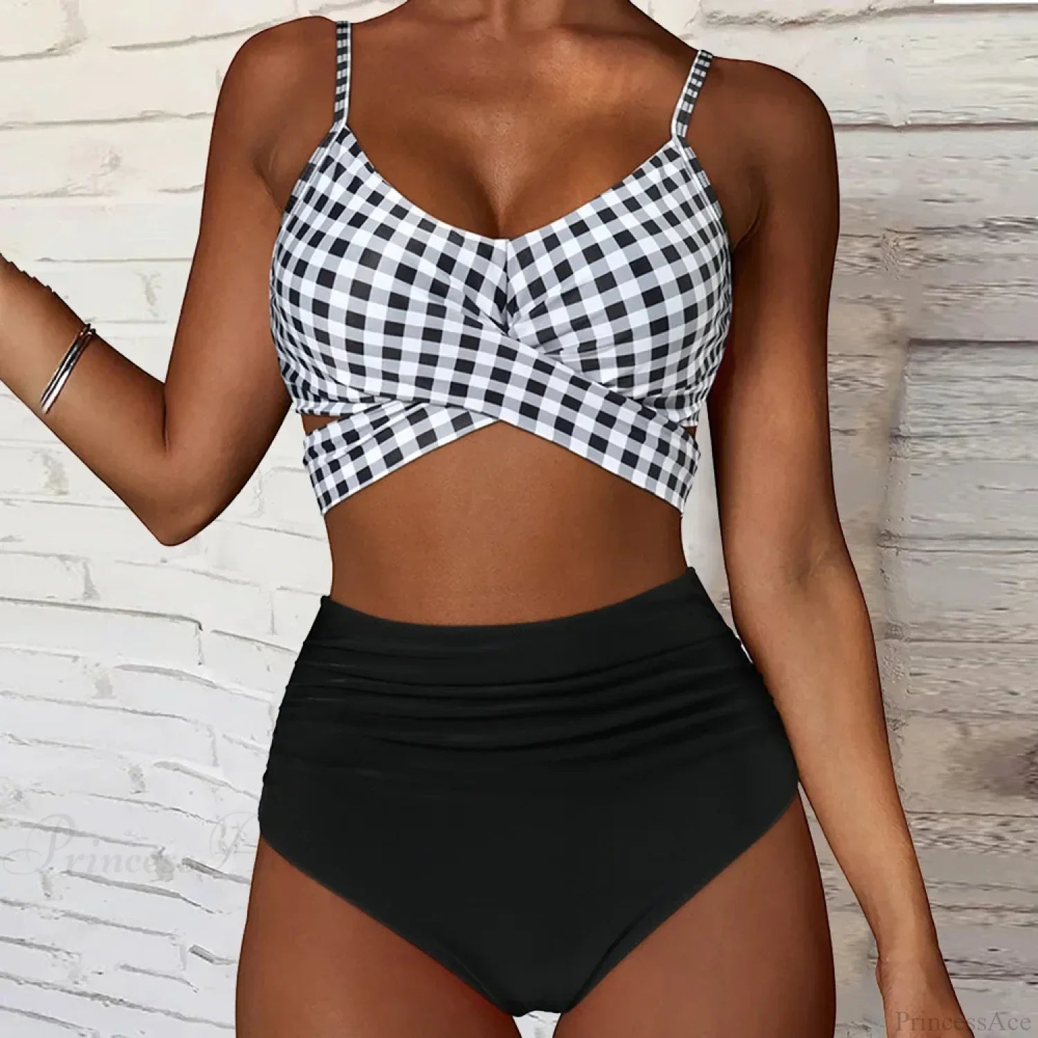 V Neck Floral High Waist Two Piece Set