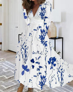 V Neck Floral Maxi Dress