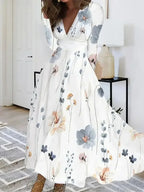 V Neck Floral Maxi Dress