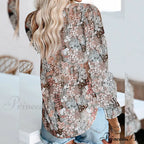 V-Neck Flowered Women's Bohemian Dokotoo Top