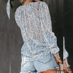 V-Neck Flowered Women's Bohemian Dokotoo Top