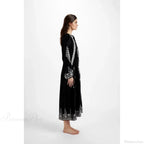 V-neck Lantern Sleeve Free Style Cotton Boho Dress