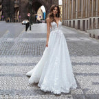 V-Neck Mermaid Sheer Tulle Wedding Dress