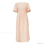 V-Neck Short Sleeve Lace-up Dress