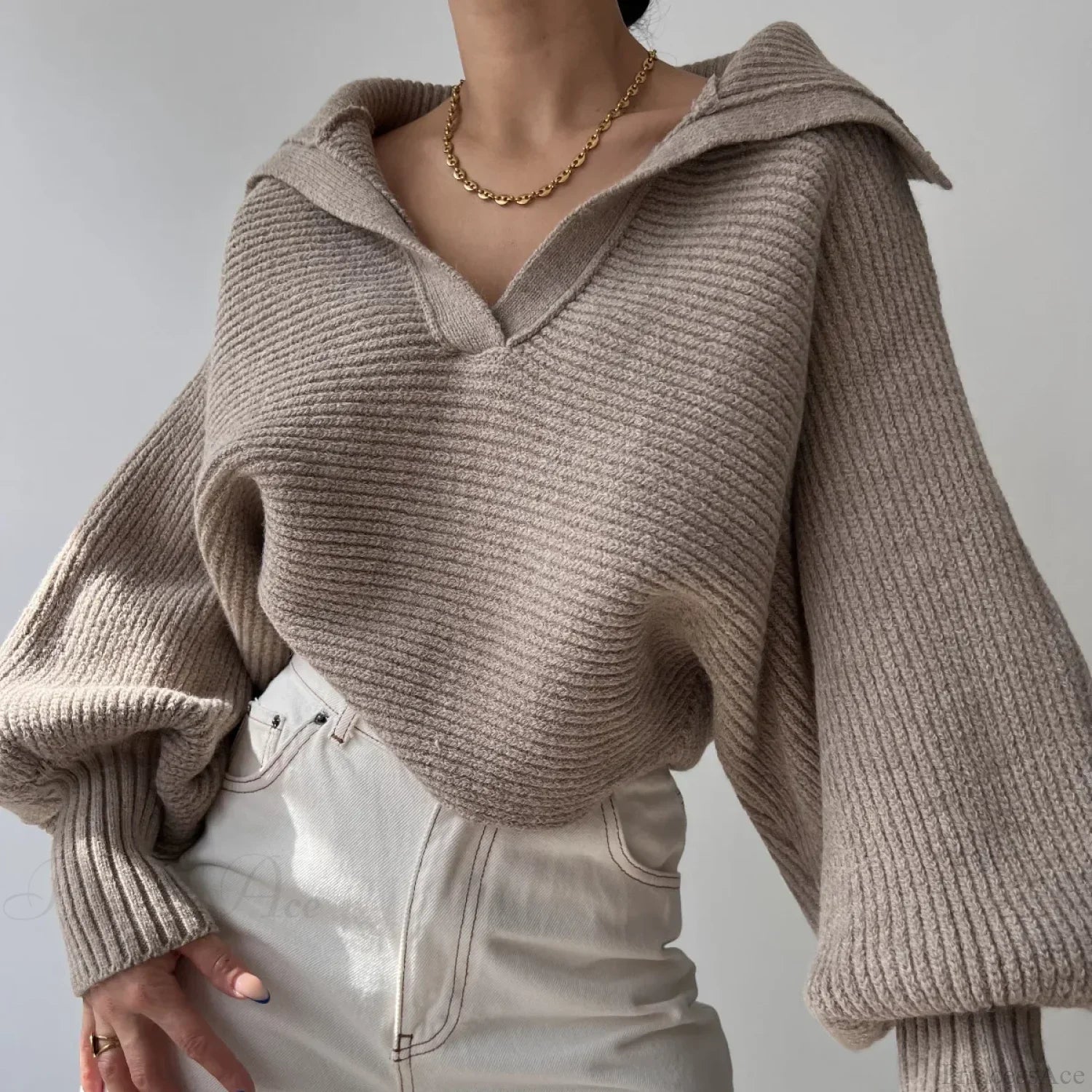 V-neck Warm White Sweater