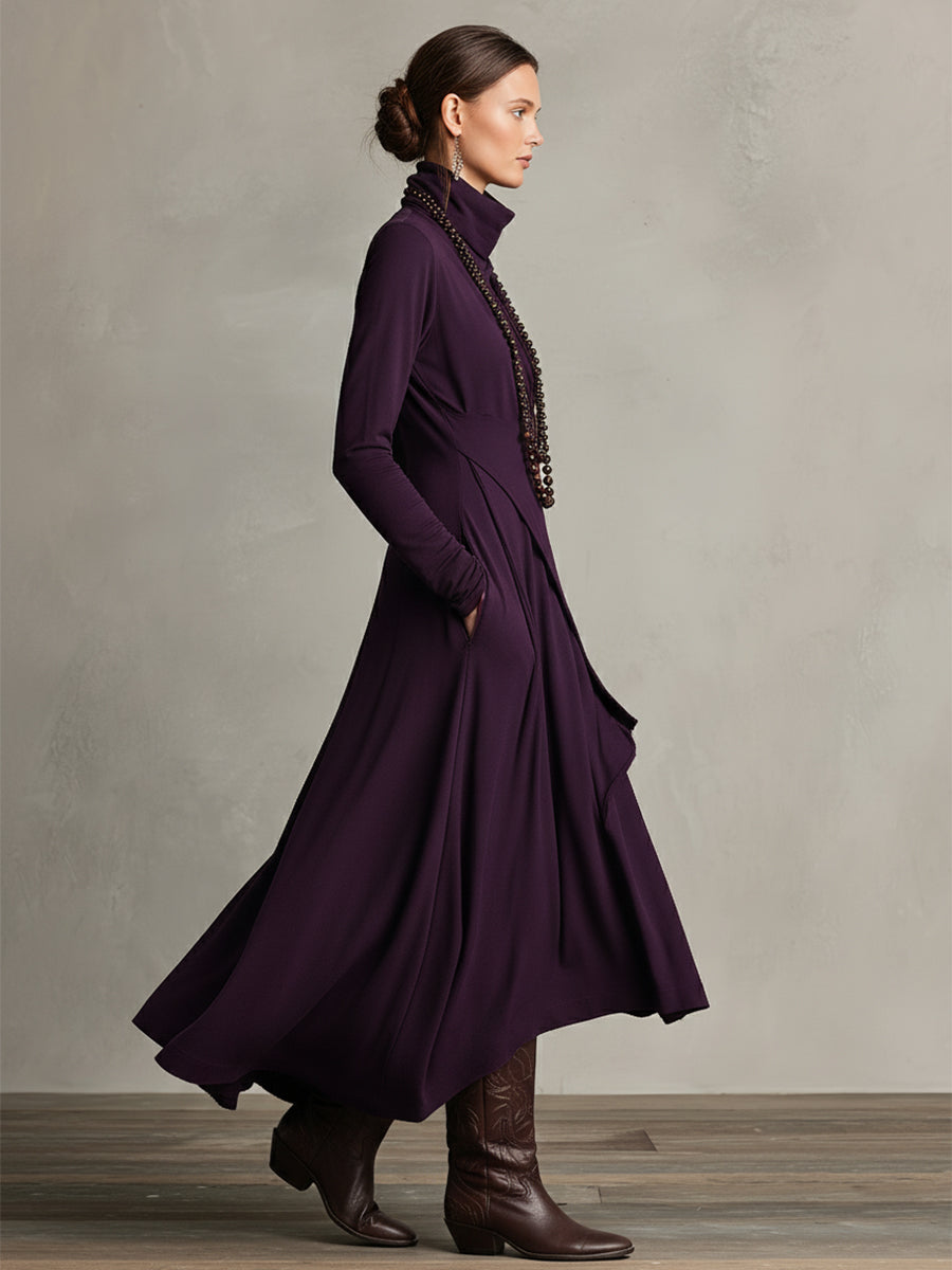 | Stretch Turtleneck Maxi Dress