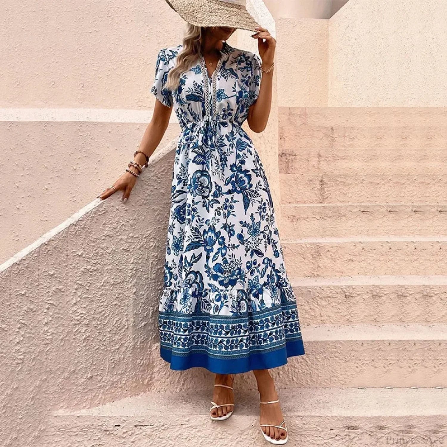 Vacation Style Floral Print Dress