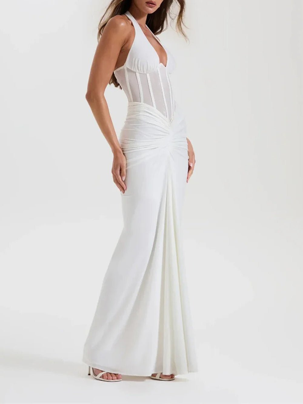 Valencia Halter Ruched Maxi Dress