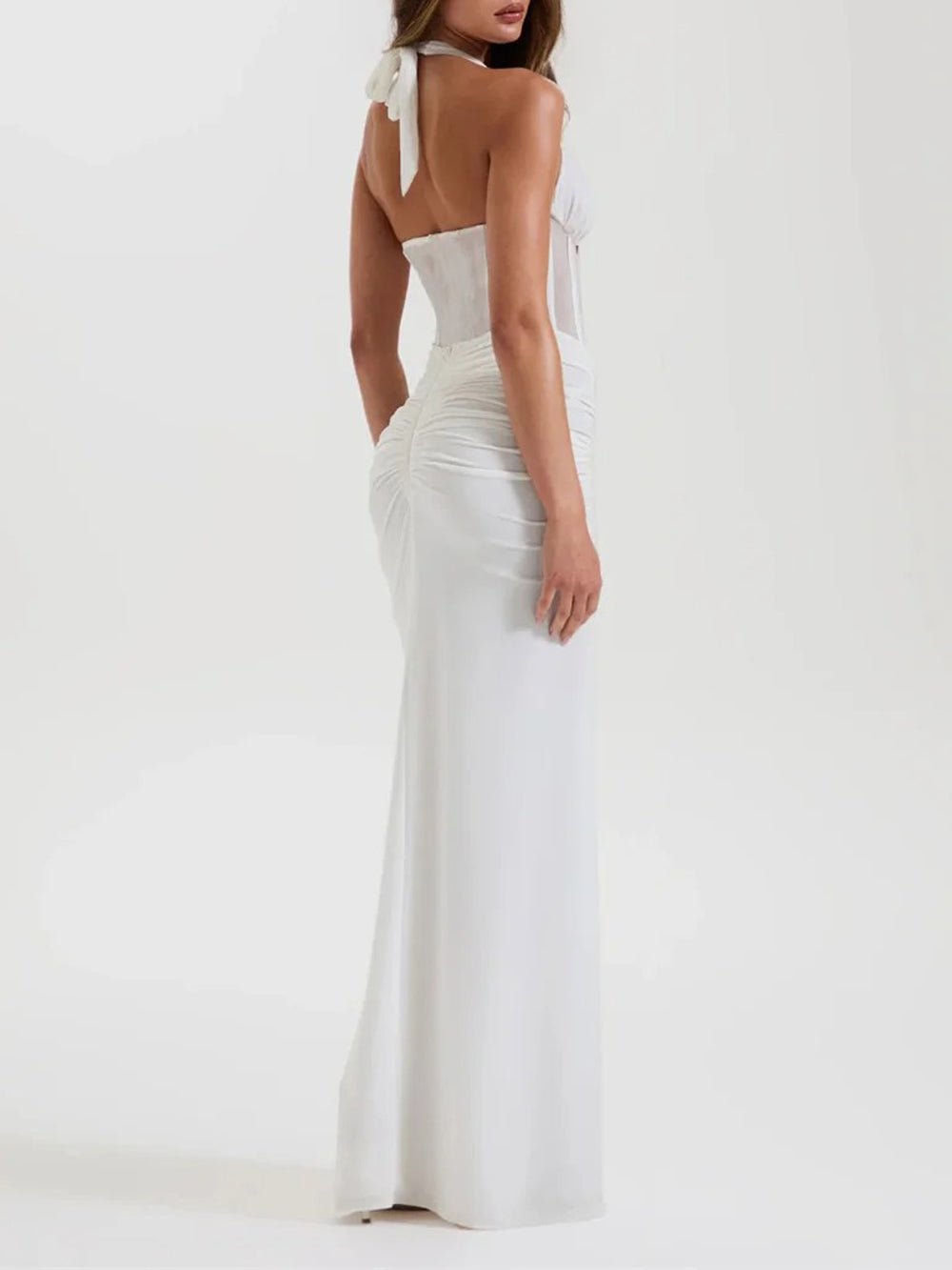 Valencia Halter Ruched Maxi Dress
