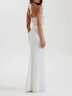 Valencia Halter Ruched Maxi Dress
