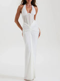 Valencia Halter Ruched Maxi Dress