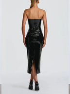 Valentina Strapless Patent Maxi Dress