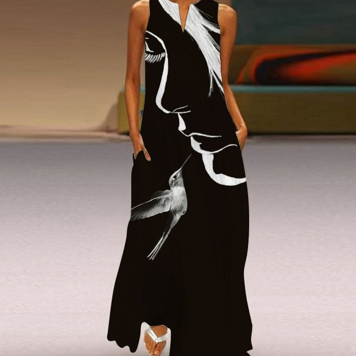 Luz Minimalist María Florales Summer Maxi Dress Chic Silhouette Collection