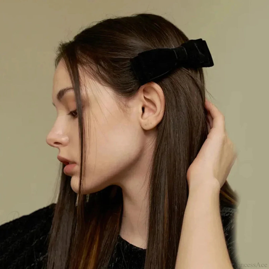 Velvet Black Head Bow Headdress - Hair Accessory
