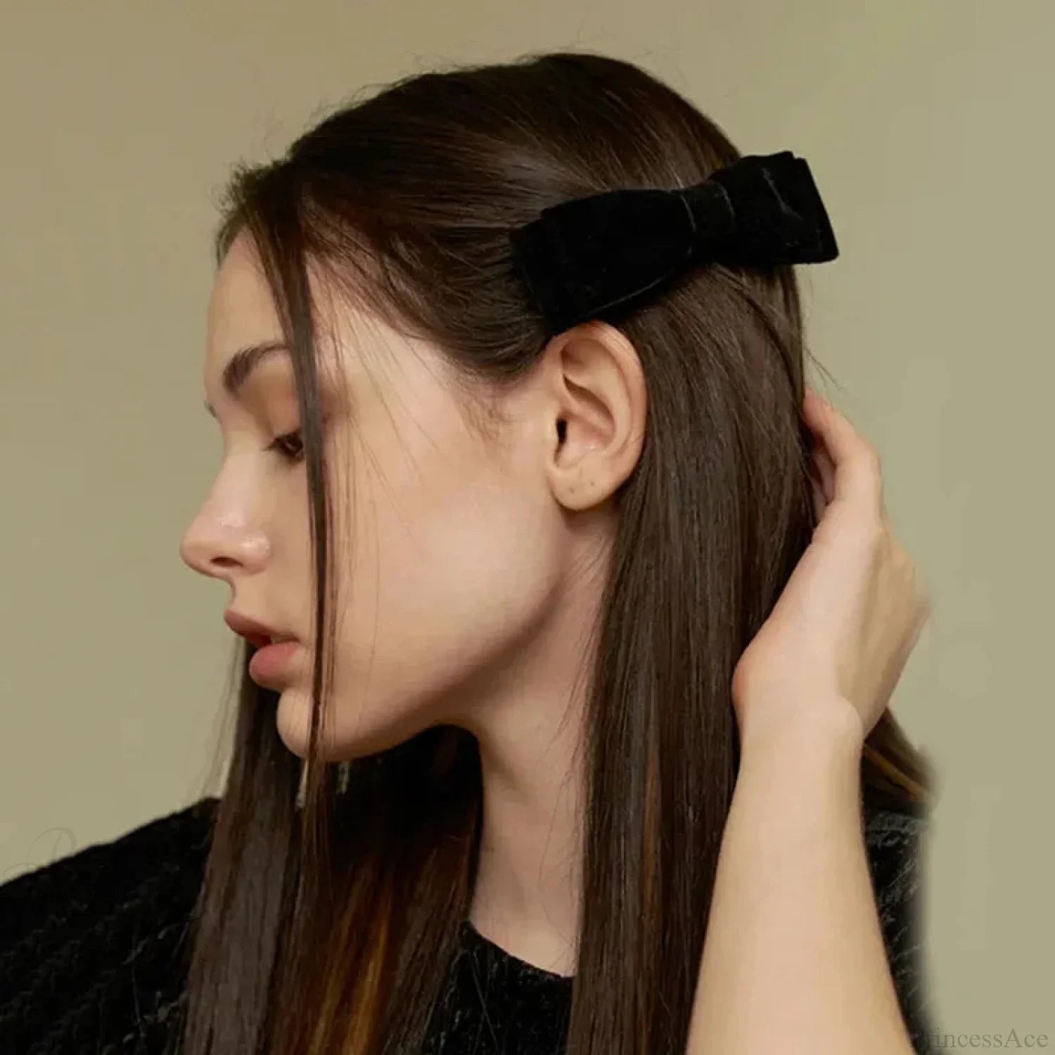 Velvet Black Head Bow Headdress - Hair Accessory