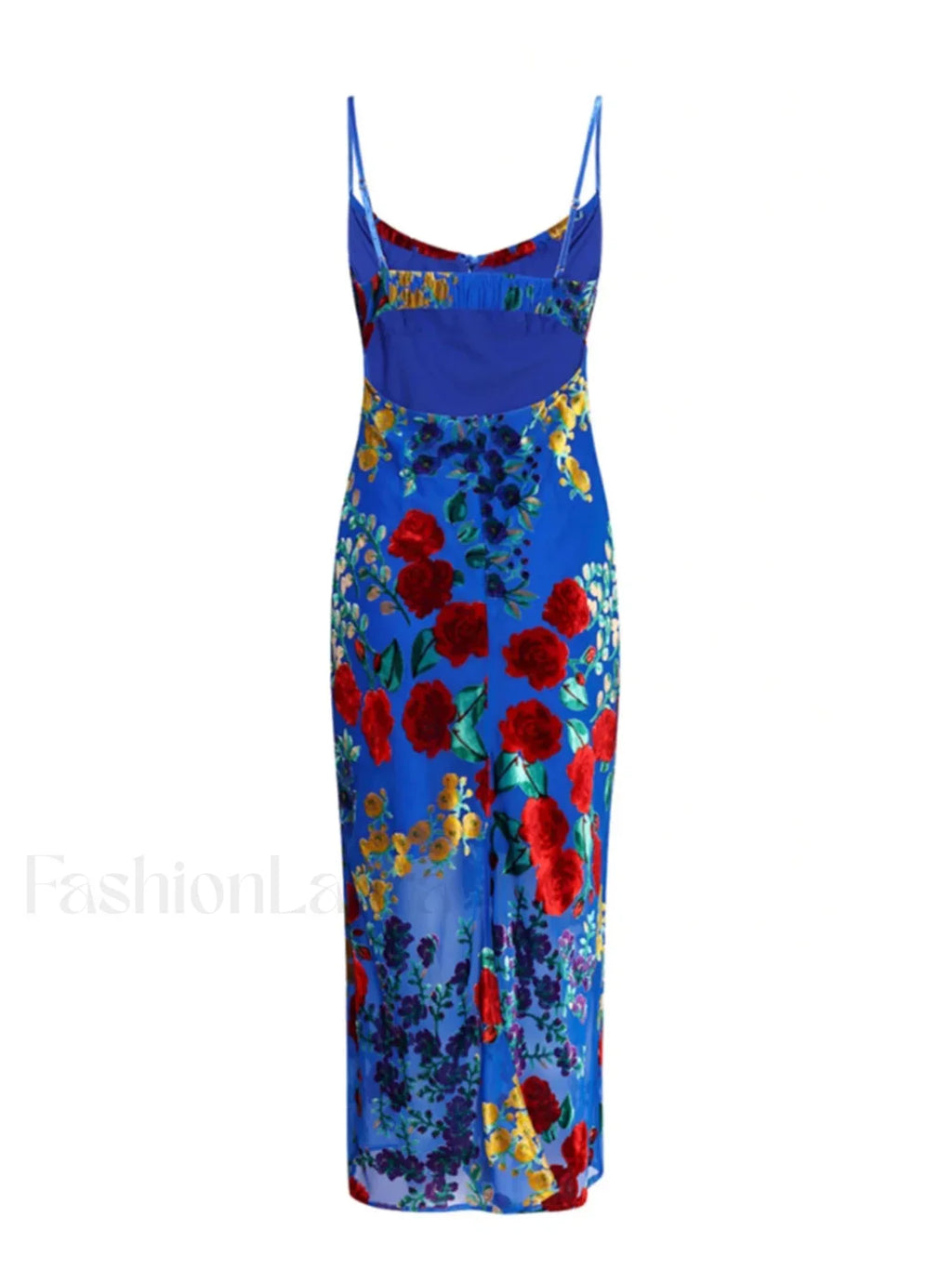 Blue Velvet Floral Appliqu Cami Dress