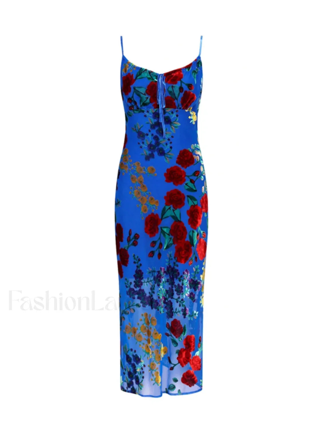 Blue Velvet Floral Appliqu Cami Dress