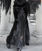 Velvet Lace Patchwork Trumpet Skirt