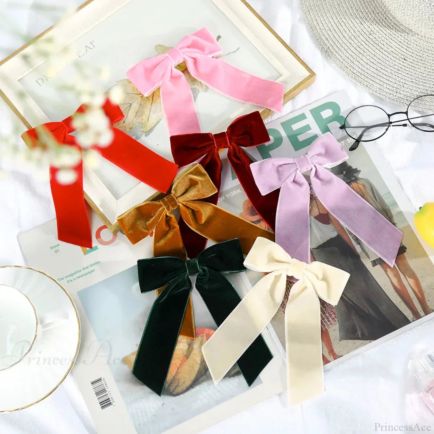 Velvet Temperament Ponytail Black Red Ribbon Hair Accessory