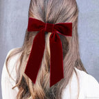 Velvet Temperament Ponytail Black Red Ribbon Hair Accessory