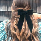 Velvet Temperament Ponytail Black Red Ribbon Hair Accessory