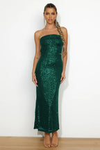Amelia Statement Strapless Midi Dress with Sequins Premium Wardrobe Essential
