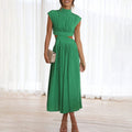 Brenda Exclusive Pleated Dress with High Neck Evening Wear Edit