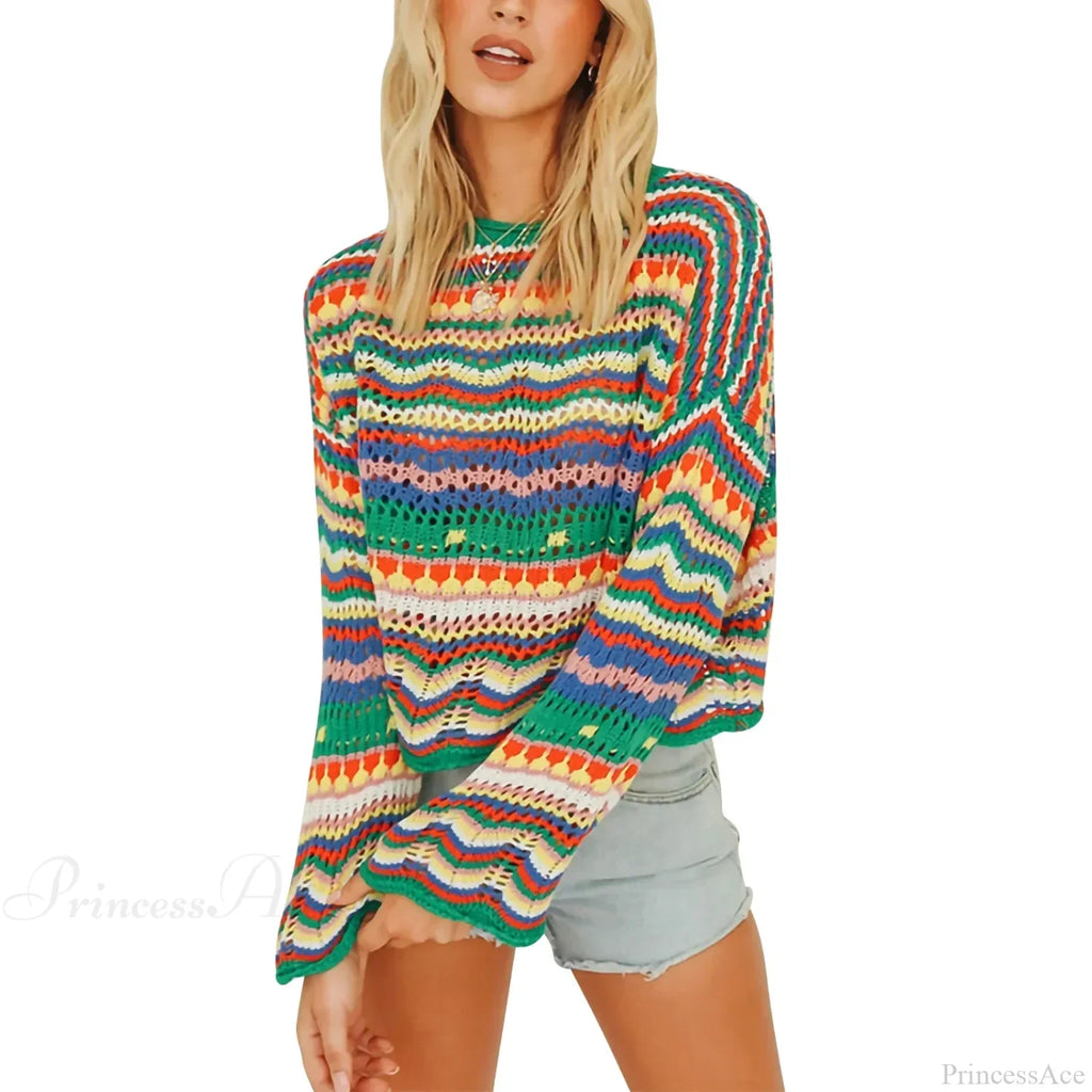 Vintage 90s Crochet Flared Sleeves Sweater