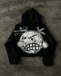 Vintage Black Zipper Hoodie