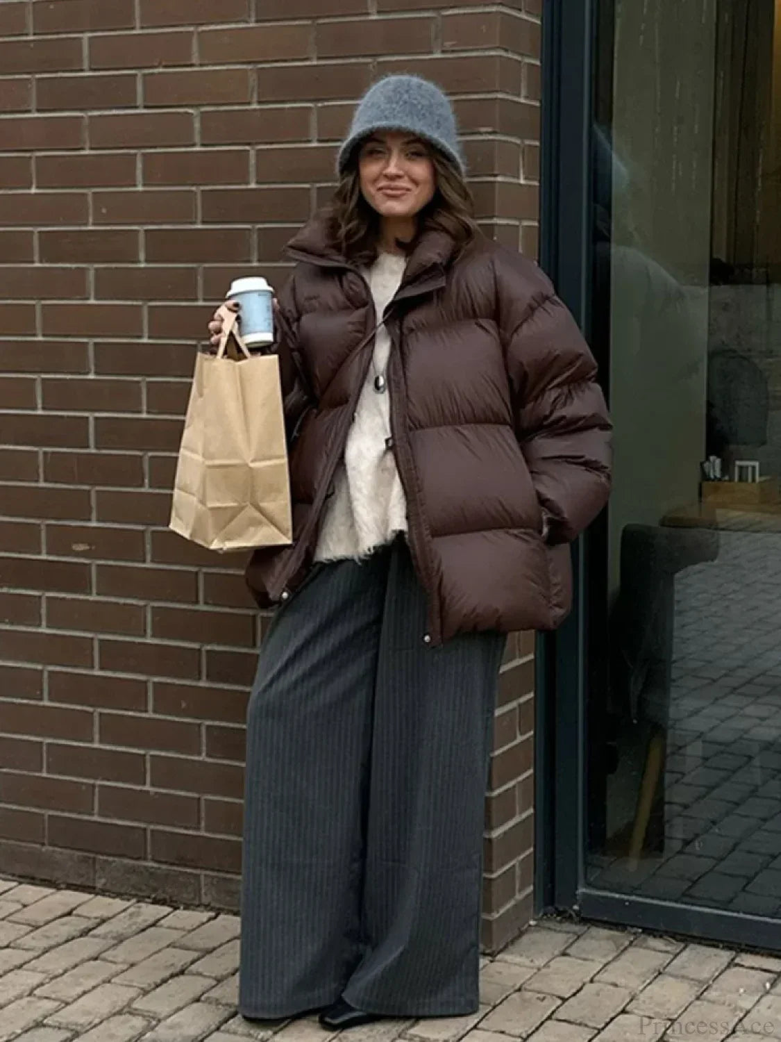 Vintage Brown Oversized Cotton Coat