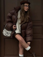 Vintage Brown Oversized Cotton Coat