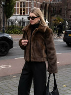 Vintage Brown Stand Collar Loose Coat