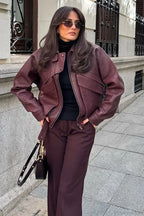 Vintage Casual Lapel Loose Suede Jacket
