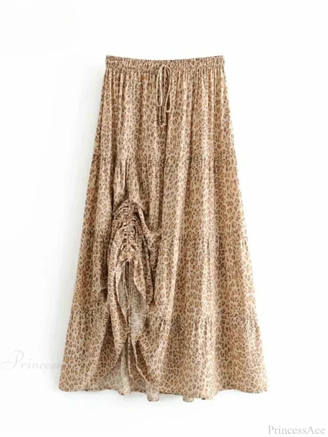Vintage Chic Hippie Leopard Print Fold Design High Elastic A-Line Skirt