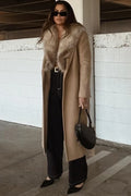 Vintage Chic Wool Blend Fur Collar Elegant Overcoat