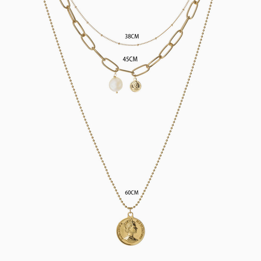 Boho Coin Charm Layered Pendant Necklace in Gold