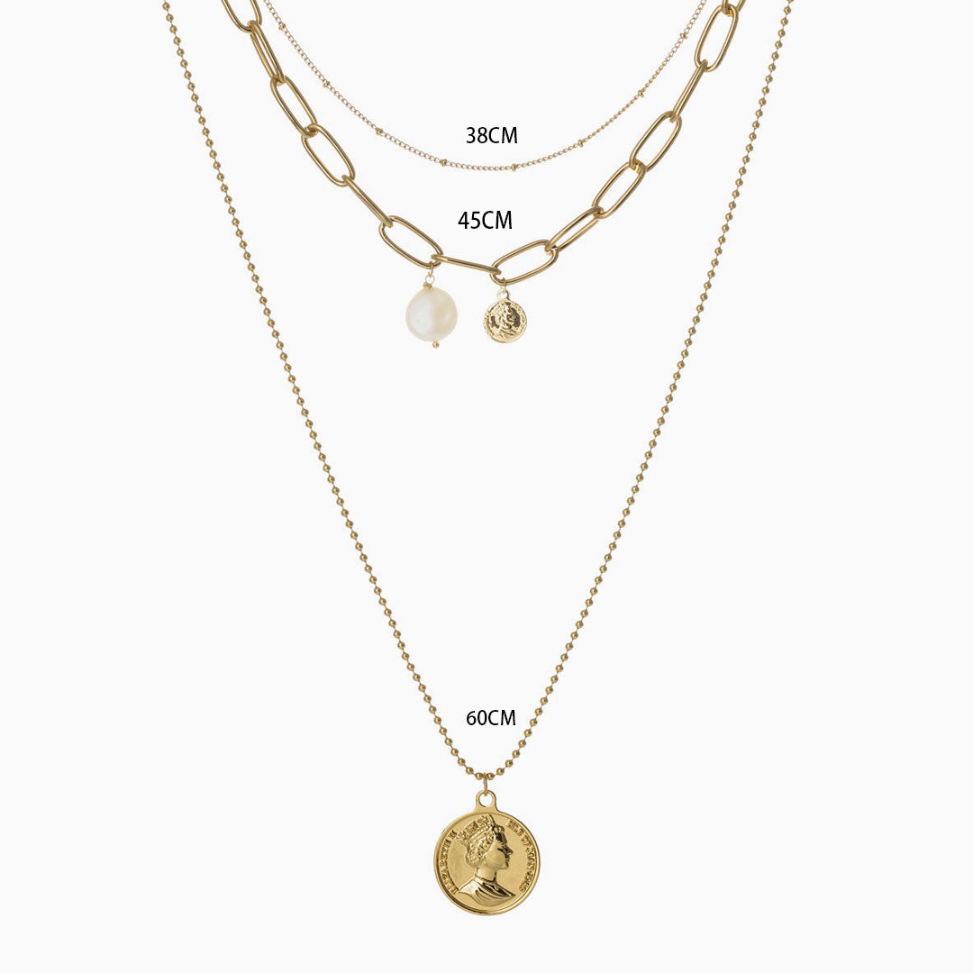 Boho Coin Charm Layered Pendant Necklace in Gold