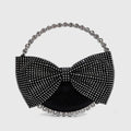 Vintage Crystal Bow Velvet Clutch Bag - Black