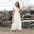 Vintage Deep V Short Sleeve Dress