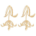 Exaggerated Tulip Flower Drop Earrings in Vintage Polished Plating