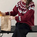 Vintage Fair Isle Loose Preppy Sweater